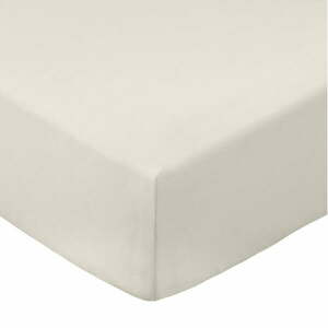 Beżowe prześcieradło z perkalu bawełnianego z gumką 185x200 cm Cotton Percale – Bianca obraz