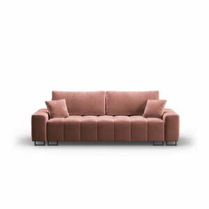 Różowa aksamitna rozkładana sofa ze schowkiem 250 cm Wicklow – Cosmopolitan Design obraz