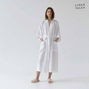 Biały lniany szlafrok w rozmiarze S/M Summer – Linen Tales obraz
