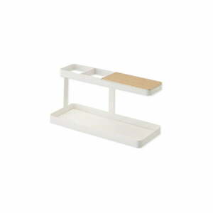 Biały stojak wielofunkcyjny z detalem z drewna bukowego YAMAZAKI Tower Desk Bar obraz