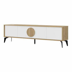Biała szafka pod TV w dekorze dębu 180x51 cm Vae – Marckeric obraz