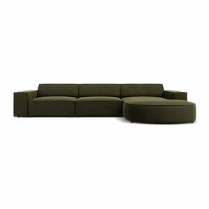 Zielony aksamitny narożnik (prawostronny) Jodie − Micadoni Home obraz