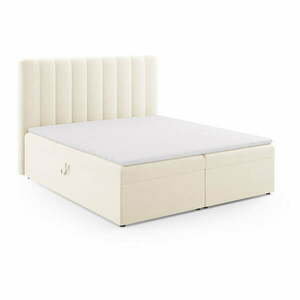 Beżowe łóżko boxspring ze schowkiem 180x200 cm Gina – Milo Casa obraz