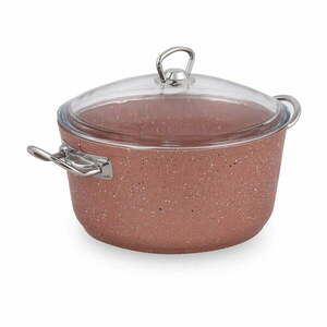 Różowy aluminiowy garnek z pokrywką Güral Porselen Classic, ø 24 cm obraz
