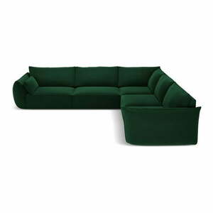 Ciemnozielony aksamitny narożnik Vanda – Mazzini Sofas obraz