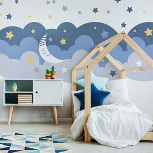 Naklejka ścienna Ambiance Scandinavian Clouds With Stars And Moon obraz
