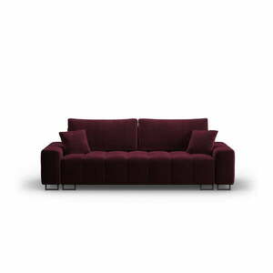 Bordowa aksamitna rozkładana sofa ze schowkiem 250 cm Wicklow – Cosmopolitan Design obraz