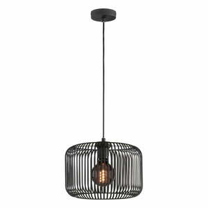 Czarna lampa wisząca z metalowym kloszem Cage – Fischer & Honsel obraz