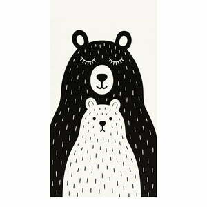 Czarno-biały dywan dziecięcy odpowiedni do prania 80x120 cm Bear Family v2 – Vitaus obraz