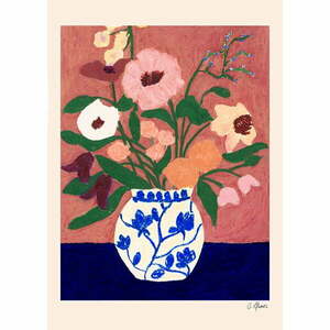 Plakat 30x40 cm Flowers on Blue Table – The Poster Club obraz