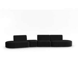 Czarna aksamitna sofa lewostronna 428 cm Paolo – Milo Casa obraz