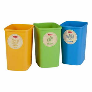 Plastikowe kosze na śmieci zestaw 3 szt. do segregacji odpadów 9 l Eco – Curver obraz