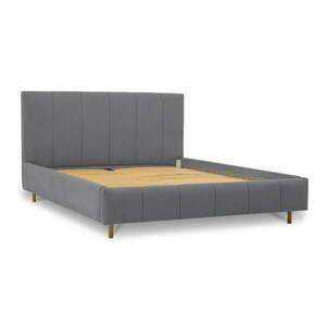 Szare tapicerowane łóżko dwuosobowe ze stelażem 160x200 cm Zee – Scandic obraz