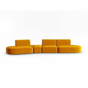 Musztardowa aksamitna sofa lewostronna 428 cm Paolo – Milo Casa obraz