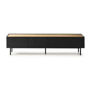 Czarno-naturalna szafka pod TV w dekorze dębu 180x45 cm Arista – Teulat obraz