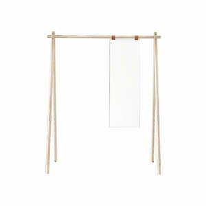 Wieszak z drewna sosnowego z lustrem Karup Design Hongi Natural obraz