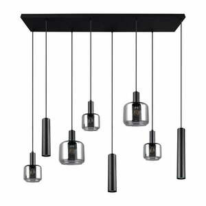 Czarna lampa wisząca z metalowo-szklanym kloszem Mataro – Trio obraz