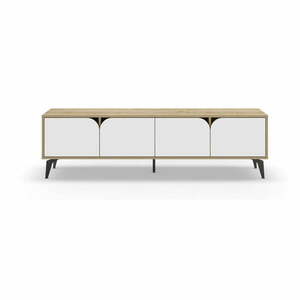 Biała szafka pod TV w dekorze dębu 180x51 cm Nola – Marckeric obraz