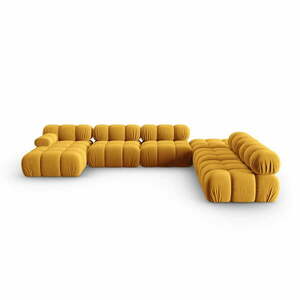 Żółta aksamitna sofa 379 cm Bellis – Micadoni Home obraz