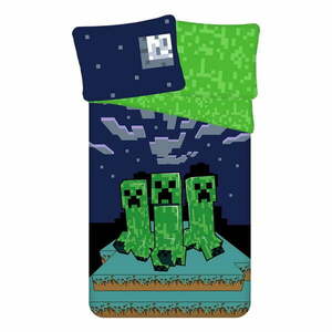 Zielono-niebieska bawełniana pościel dziecięca jednoosobowa 140x200 cm Minecraft "Sssleep Tight" – Jerry Fabrics obraz
