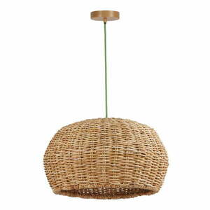 Zielona lampa wisząca z rattanowym kloszem ø 58 cm – SULION obraz