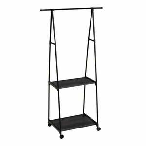 Czarny metalowy stojak na ubrania na kółkach 84x43x156 cm – Casa Selección obraz