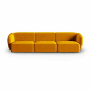 Musztardowa aksamitna sofa 266 cm Paolo – Milo Casa obraz