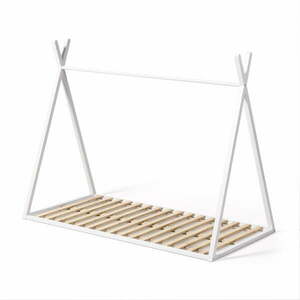 Białe łóżko dziecięce z litego drewna bukowego w kształcie domku ze stelażem 90x190 cm Maralis – Kave Home obraz