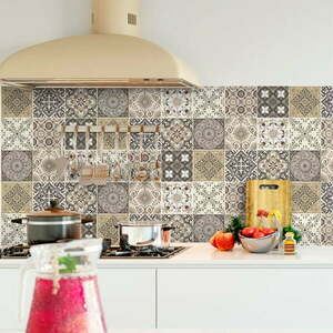 Zestaw 9 naklejek ściennych Ambiance Cement Tiles Ancona, 10x10 cm obraz