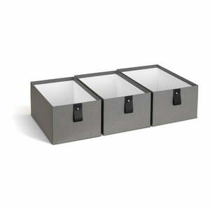 Szare kartonowe pojemniki zestaw 3 szt. 20, 5x29, 5x14, 5 cm Aston Paper Laminate – Bigso obraz