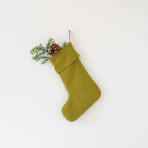 Tekstylna pończocha świąteczna Moss Green – Linen Tales obraz