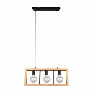 Czarno-naturalna lampa wisząca Agra – Trio obraz