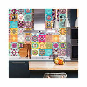 Zestaw 30 naklejek ściennych Ambiance Wall Stickers Tiles Azulejos Mariska, 15x15 cm obraz