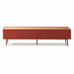 Czerwona szafka pod TV w dekorze dębu 180x45 cm Arista – Teulat obraz