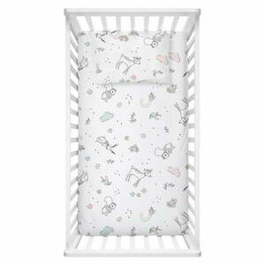 Białe prześcieradło dziecięce do łóżeczka z bawełny renforcé z gumką 70x120 cm Flowers – Mijolnir obraz