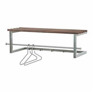 metalowy wieszak ścienny z półką w naturalno-srebrnym kolorze Rezzo – Spinder Design obraz