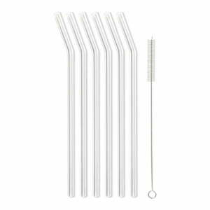 Zestaw 6 białych szklanych słomek Vialli Design, dł. 23 cm obraz