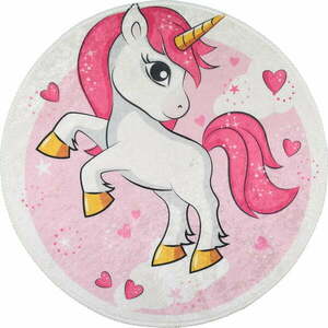 Różowy dywan dziecięcy odpowiedni do prania ø100 cm Pink Unicorn – Vitaus obraz