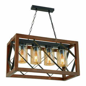 Lampa wisząca z drewna grabu Zikzak Camlı 4lü obraz