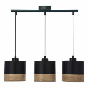 Czarna lampa wisząca z tekstylnym kloszem ø 15 cm Porto – Candellux Lighting obraz