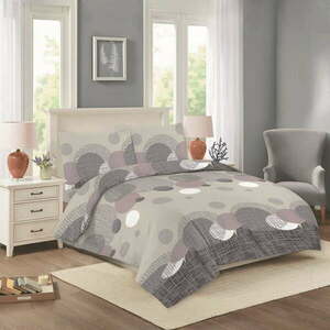 Fioletowo-beżowa bawełniana pościel dwuosobowa 200x220 cm Nora – Cotton House obraz