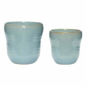 Zestaw 2 niebieskich ceramicznych doniczek Hübsch Tina obraz