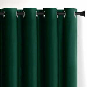 Ciemnozielona aksamitna zasłona częściowo zaciemniająca (dimout) 140x270 cm Eyelets – Restilo obraz