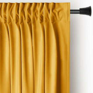 Żółta aksamitna zasłona częściowo zaciemniająca (dimout) 140x270 cm Pleat – Restilo obraz