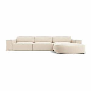 Beżowy aksamitny narożnik (prawostronny) Jodie − Micadoni Home obraz