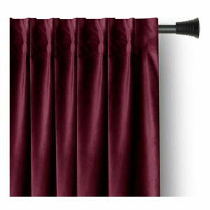 Bordowa aksamitna zasłona częściowo zaciemniająca (dimout) 140x245 cm Pleat – Restilo obraz