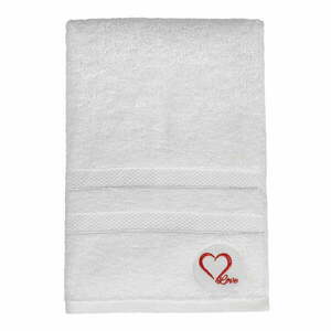 Biały bawełniany ręcznik kąpielowy frotte 70x140 cm Love – Foutastic obraz