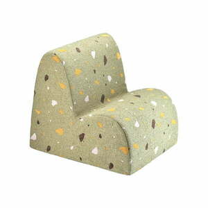 Zielony fotel dziecięcy z materiału bouclé/z tkaniny szenilowej Terrazzo Cloud – Wigiwama obraz