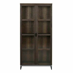 Brązowa witryna z litego drewna dębowego 95x195 cm Everett – Rowico obraz