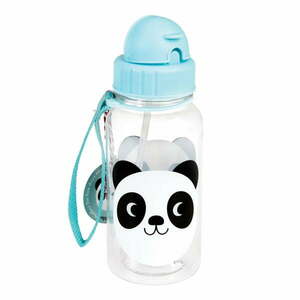 Niebieska butelka dziecięca ze słomką Rex London Miko The Panda, 500 ml obraz